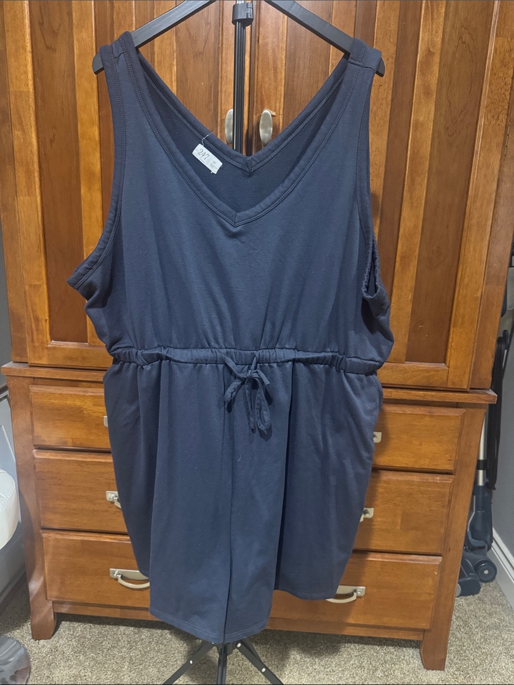 Maurices Navy V-Neck Drawstring Tank Romper